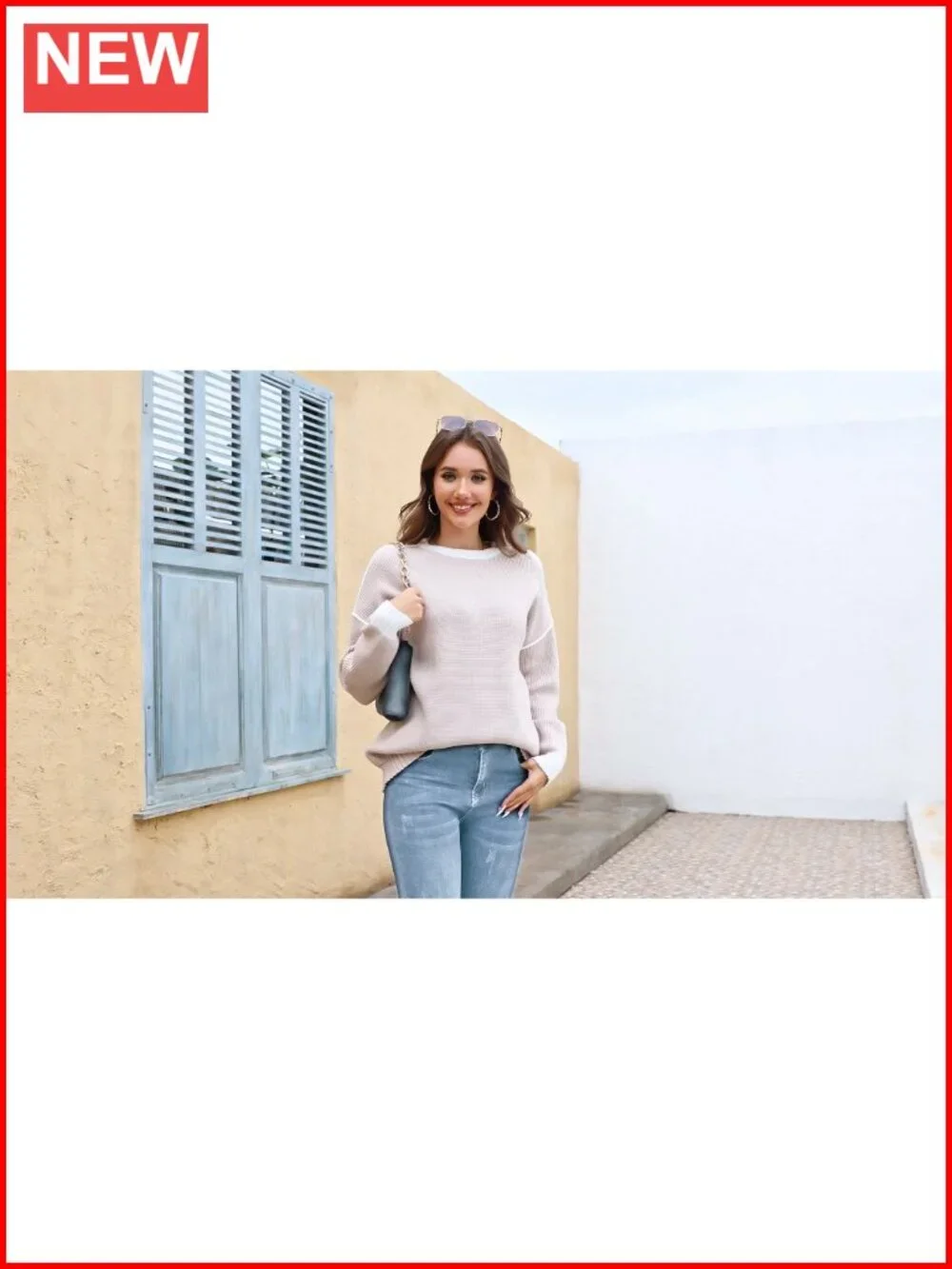 Oversized Chunky Knit Mock Neck Batwing Sweater Pullover